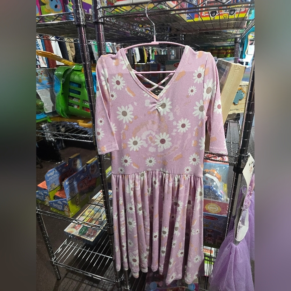 NWT 8/10 Dot Dot Smile Ballerina Pink Floral Dress with White Daisies - Picture 1 of 8